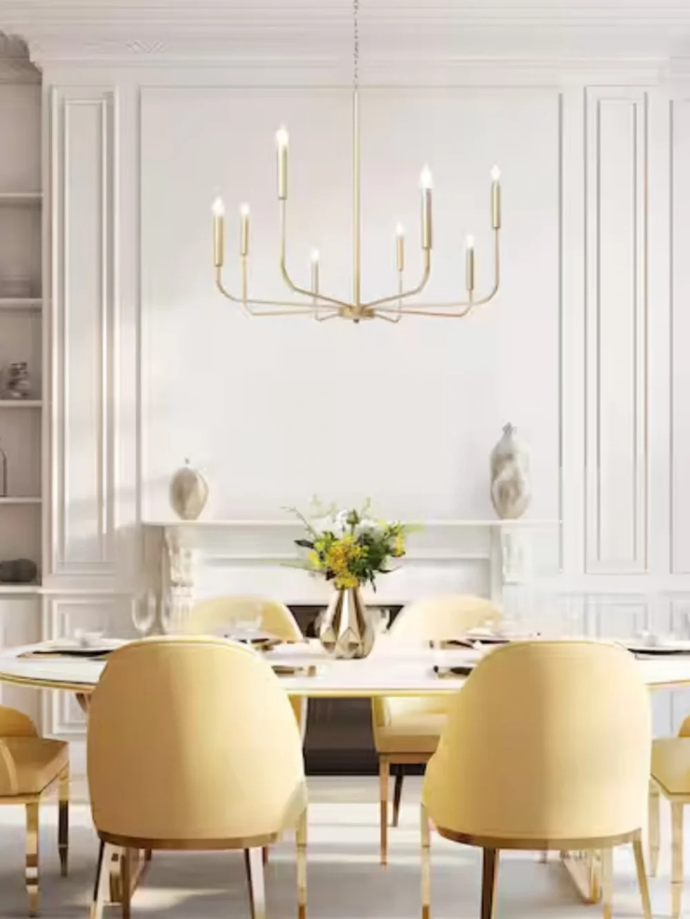Modern 31.5 in. 8-Light Gold Candlestick Chandelier Living Room, Dining Room